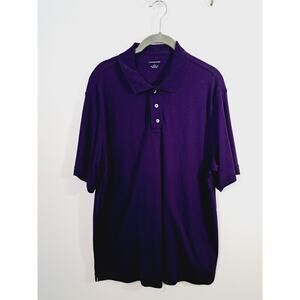 Lands' End Polo Men's Large Dark Purple Short Sleeve Casual Collared Shirt